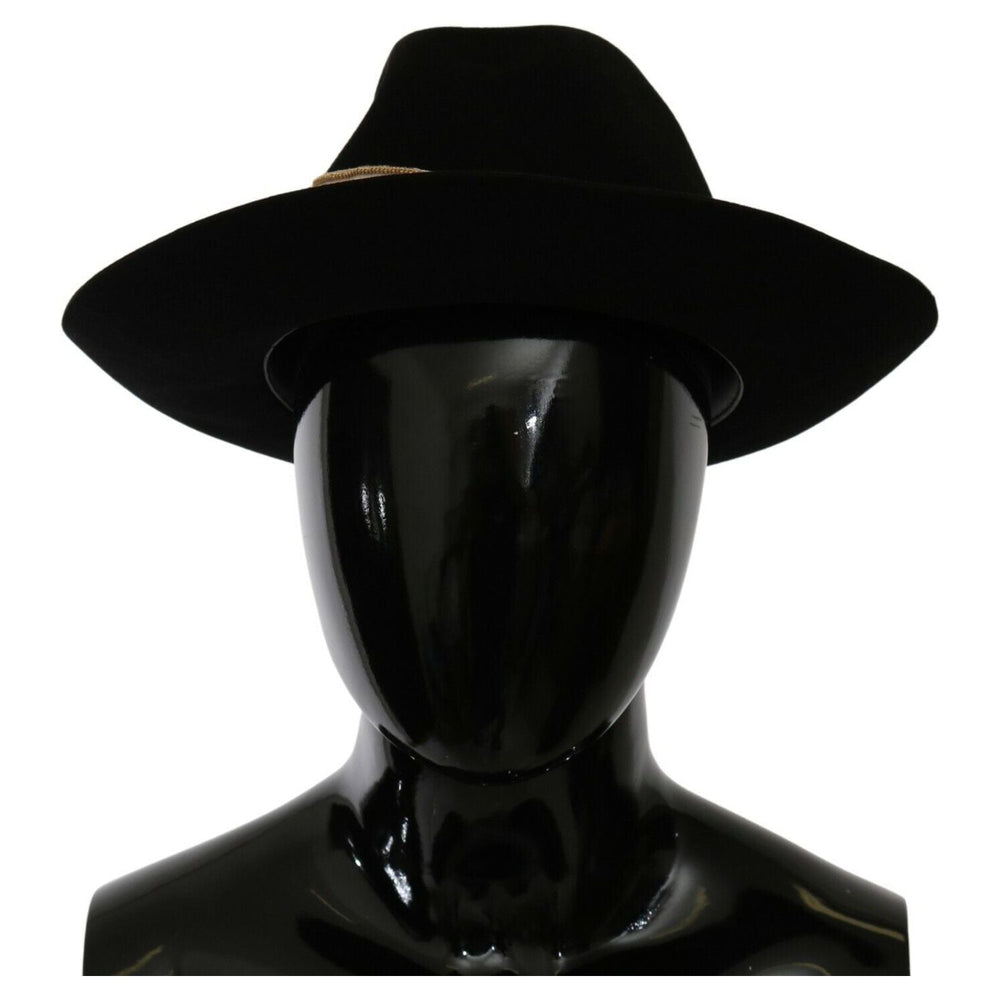 Dolce & Gabbana Black Lapin Amor Gignit Wide Brim Panama Hat HAT20055- 56