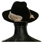 Dolce & Gabbana Black Lapin Amor Gignit Wide Brim Panama Hat HAT20055- 56