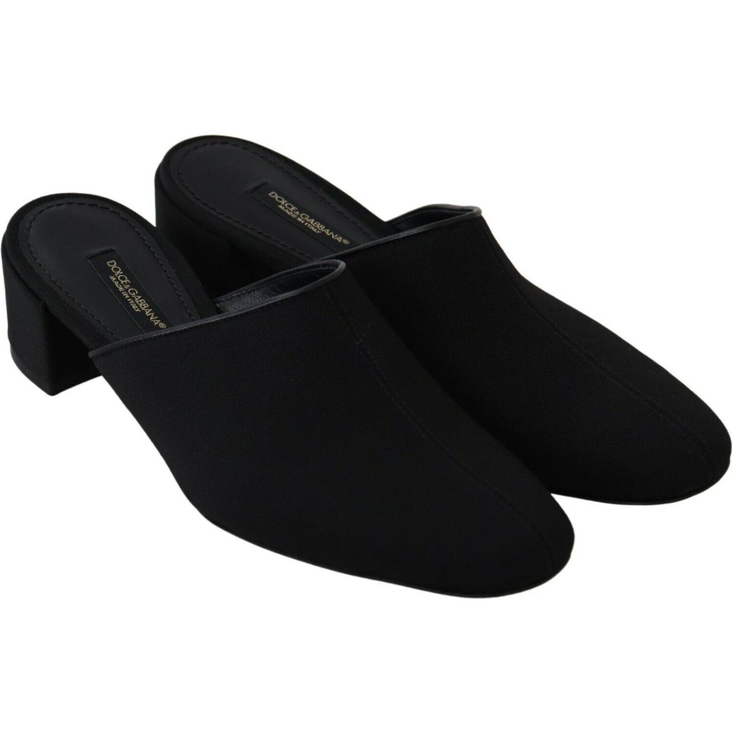 Dolce & Gabbana Black Grosgrain Slides Sandals Women Shoes LA8929- 35.5
