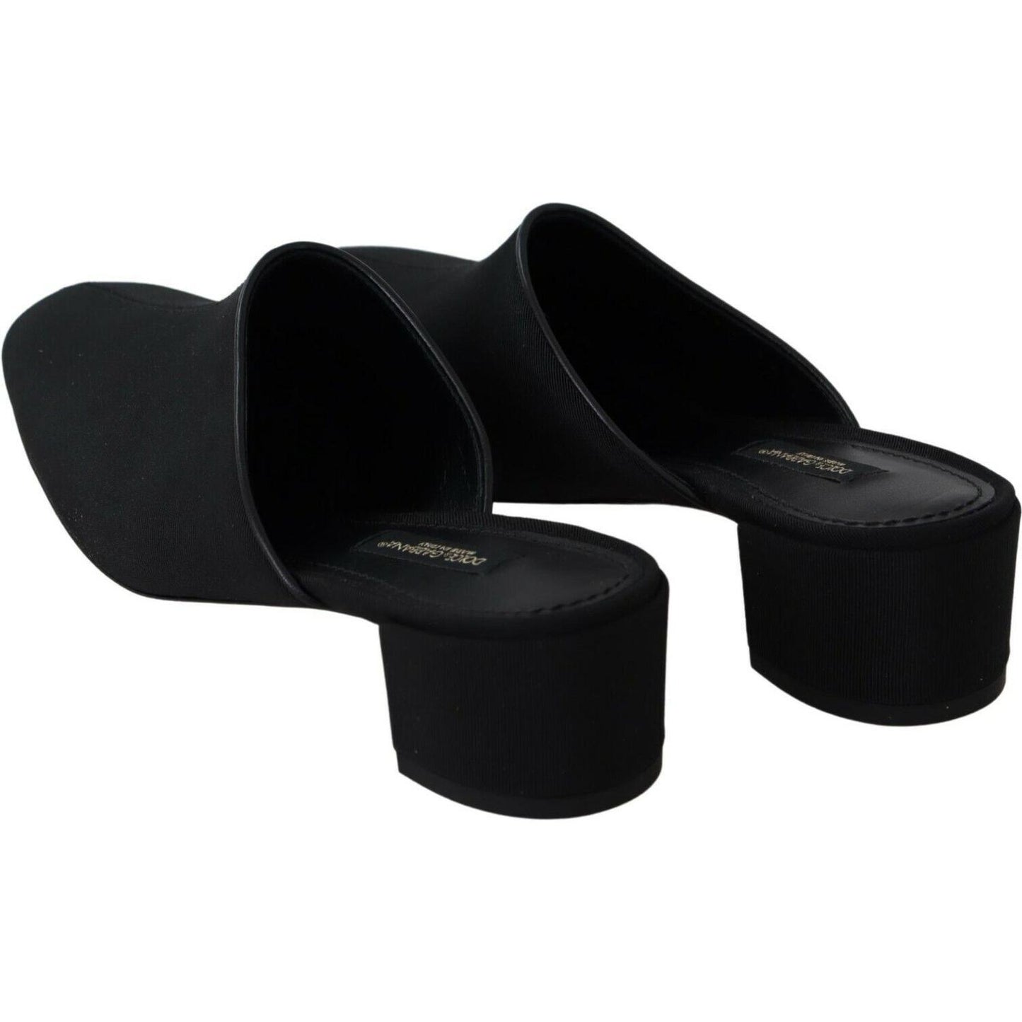 Dolce & Gabbana Black Grosgrain Slides Sandals Women Shoes LA8929- 35.5