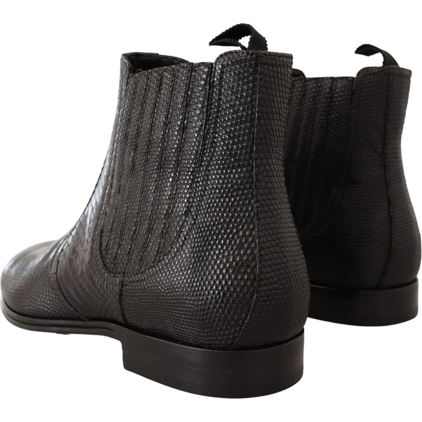 Dolce & Gabbana Black Leather Lizard Skin Ankle Boots MV420 -40