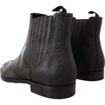Dolce & Gabbana Black Leather Lizard Skin Ankle Boots MV420 -40