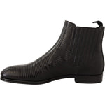 Dolce & Gabbana Black Leather Lizard Skin Ankle Boots MV420 -40