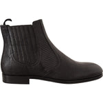 Dolce & Gabbana Black Leather Lizard Skin Ankle Boots MV420 -40