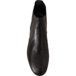 Dolce & Gabbana Black Leather Lizard Skin Ankle Boots MV420 -40