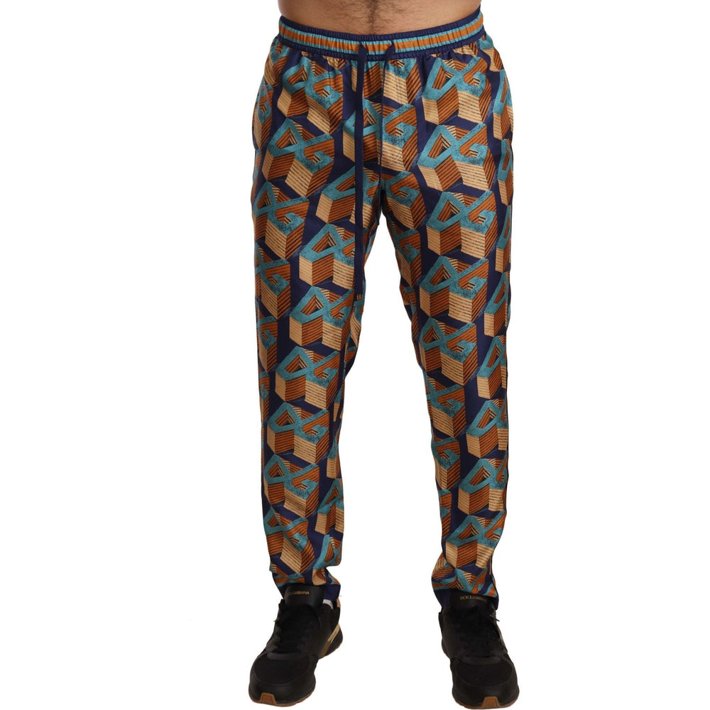 Dolce & Gabbana Multicolor Patterned Joggers Silk Pants PAN71996 -44