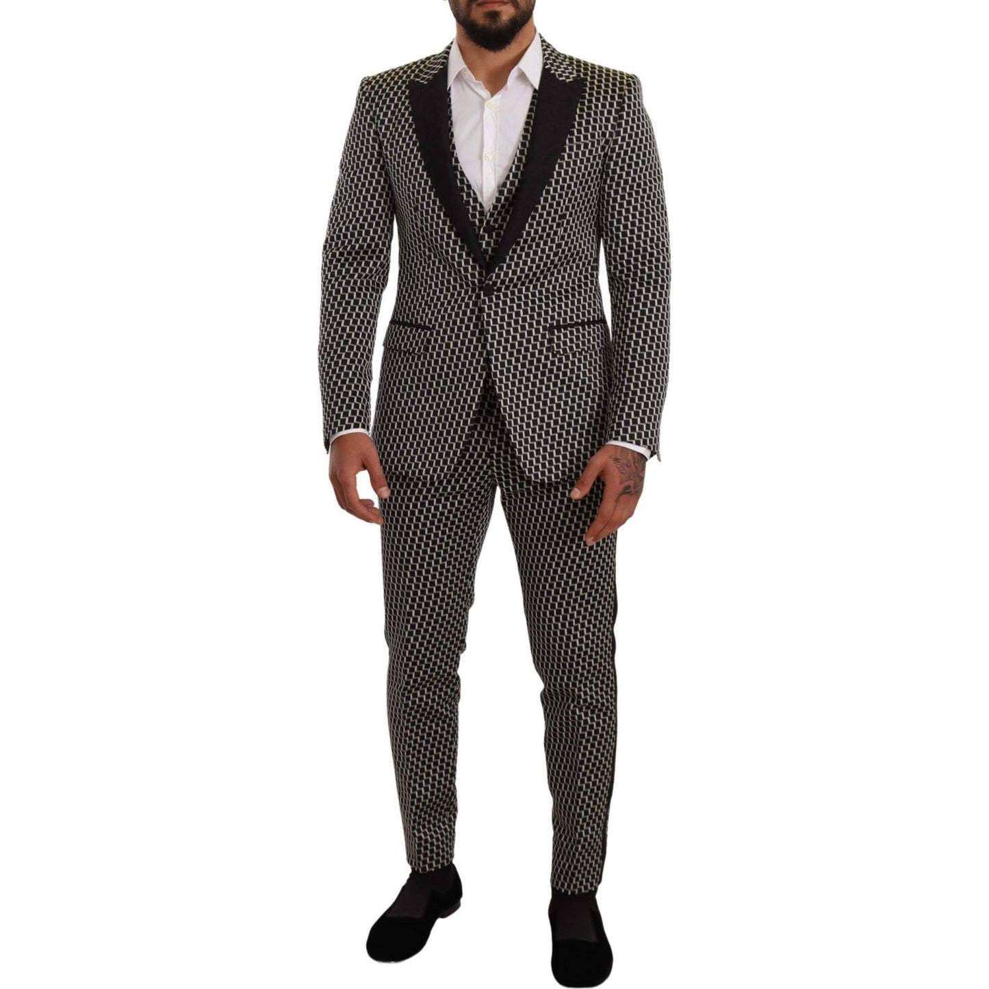 Dolce & Gabbana Black White Check 3 Piece Set MARTINI Suit KOS1856 -48