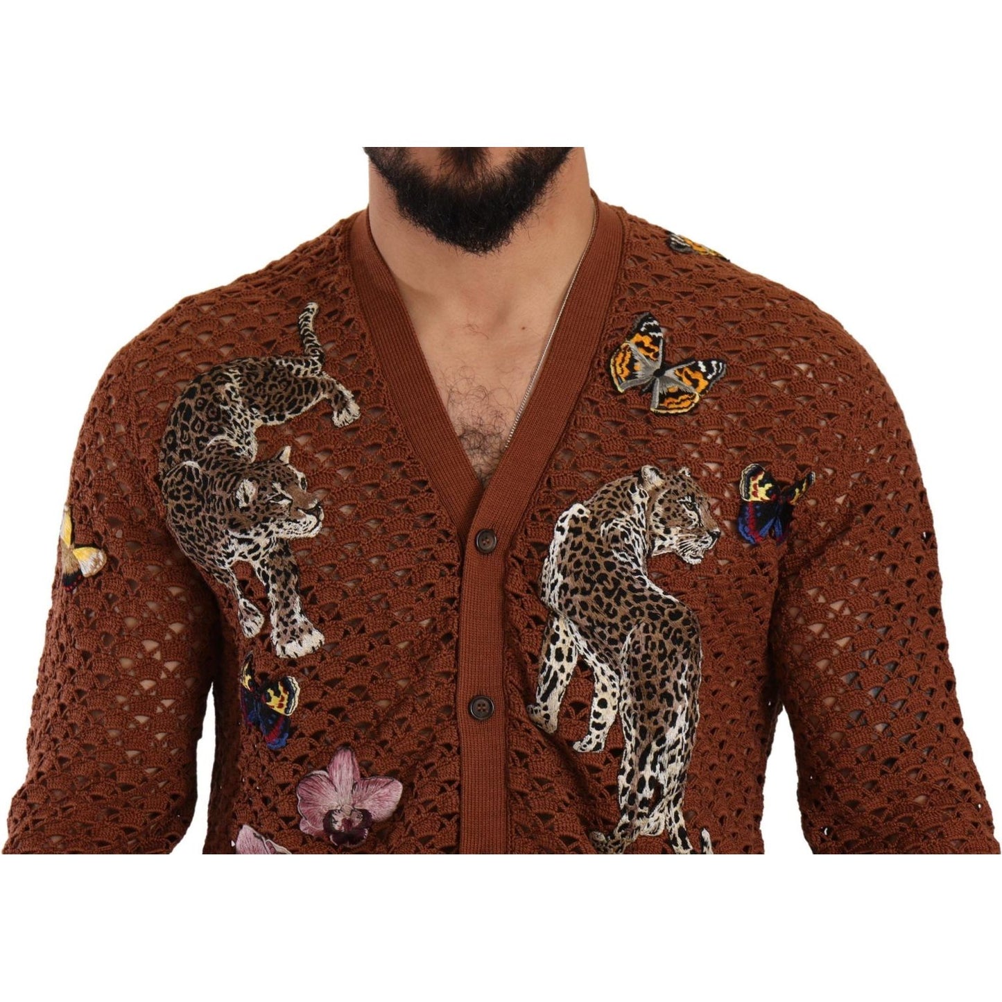 Dolce & Gabbana Brown Leopard Butterfly Cardigan Sweater TSH6647 -52