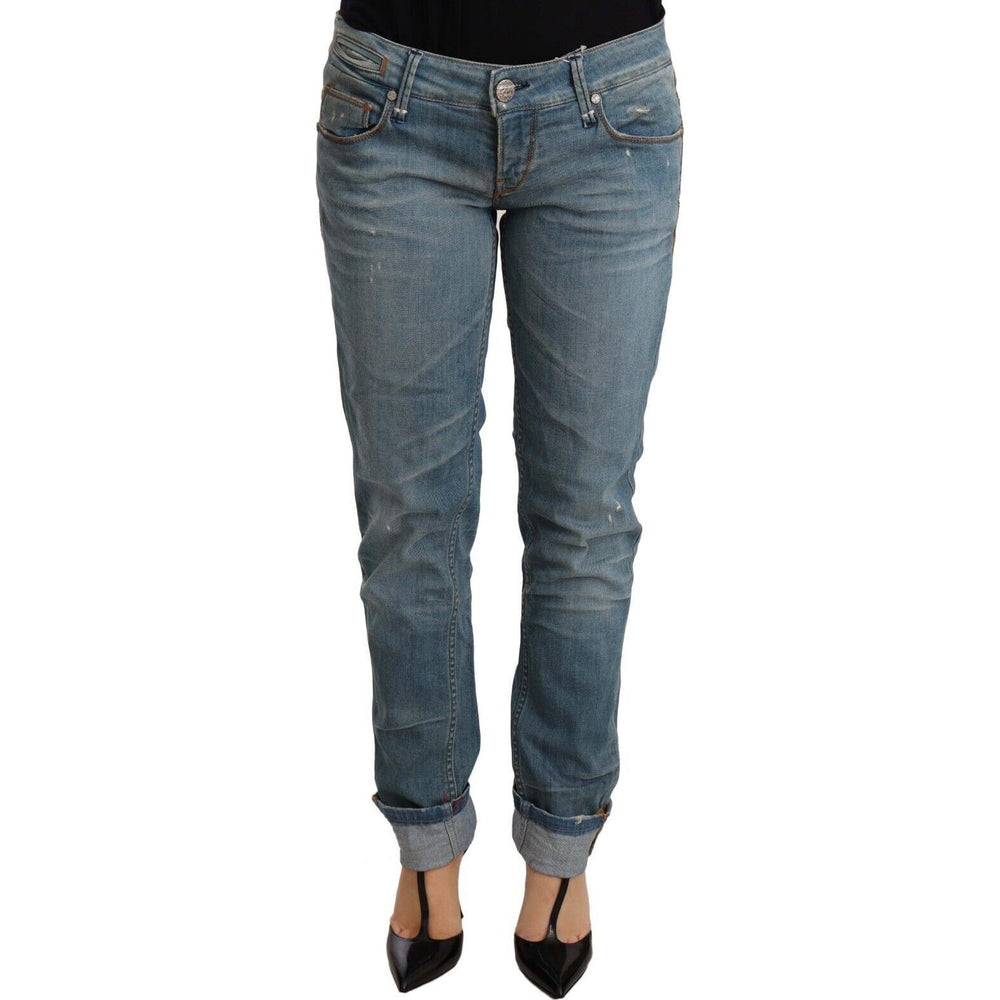 Acht Blue Washed Cotton Folded Hem Women Trouser PAN71206- 26