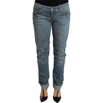 Acht Blue Washed Cotton Folded Hem Women Trouser PAN71206- 26