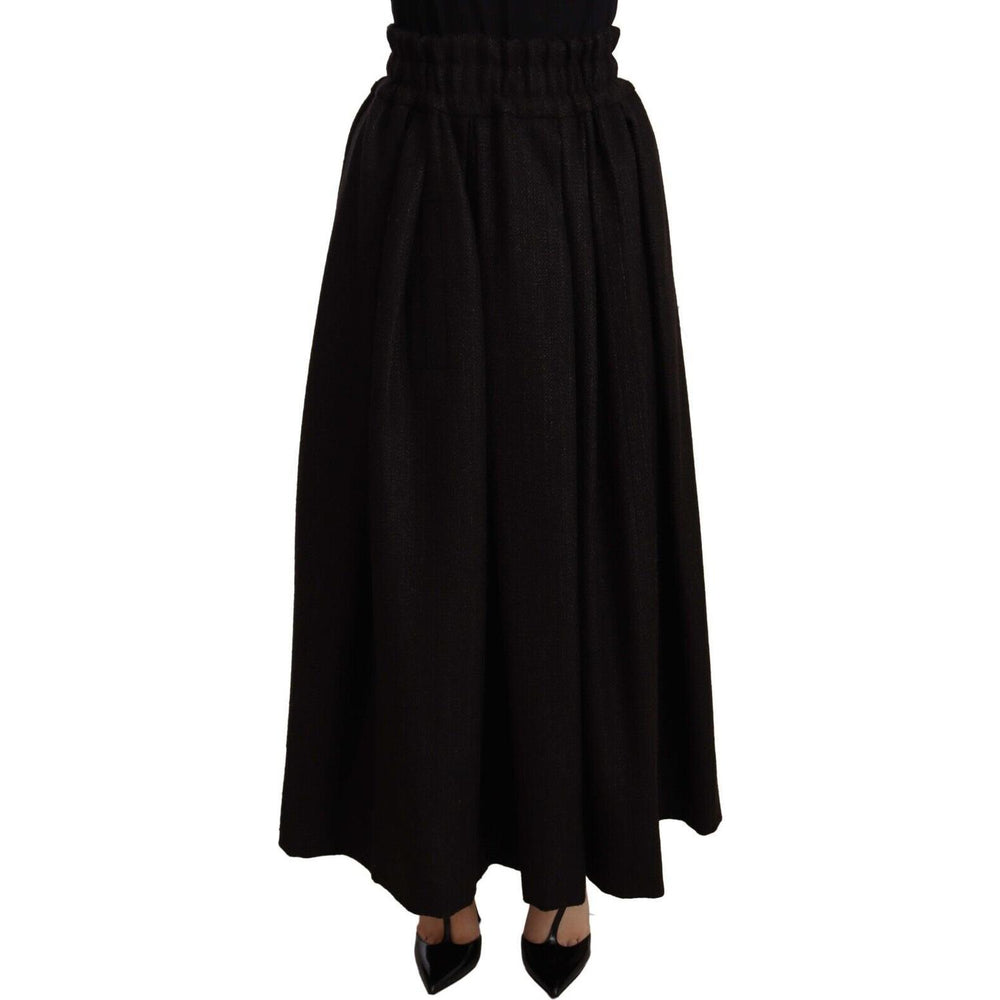 Dolce & Gabbana Black Wool High Waist Maxi PIECE Skirt PAN72106 -40