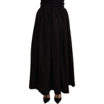 Dolce & Gabbana Black Wool High Waist Maxi PIECE Skirt PAN72106 -40