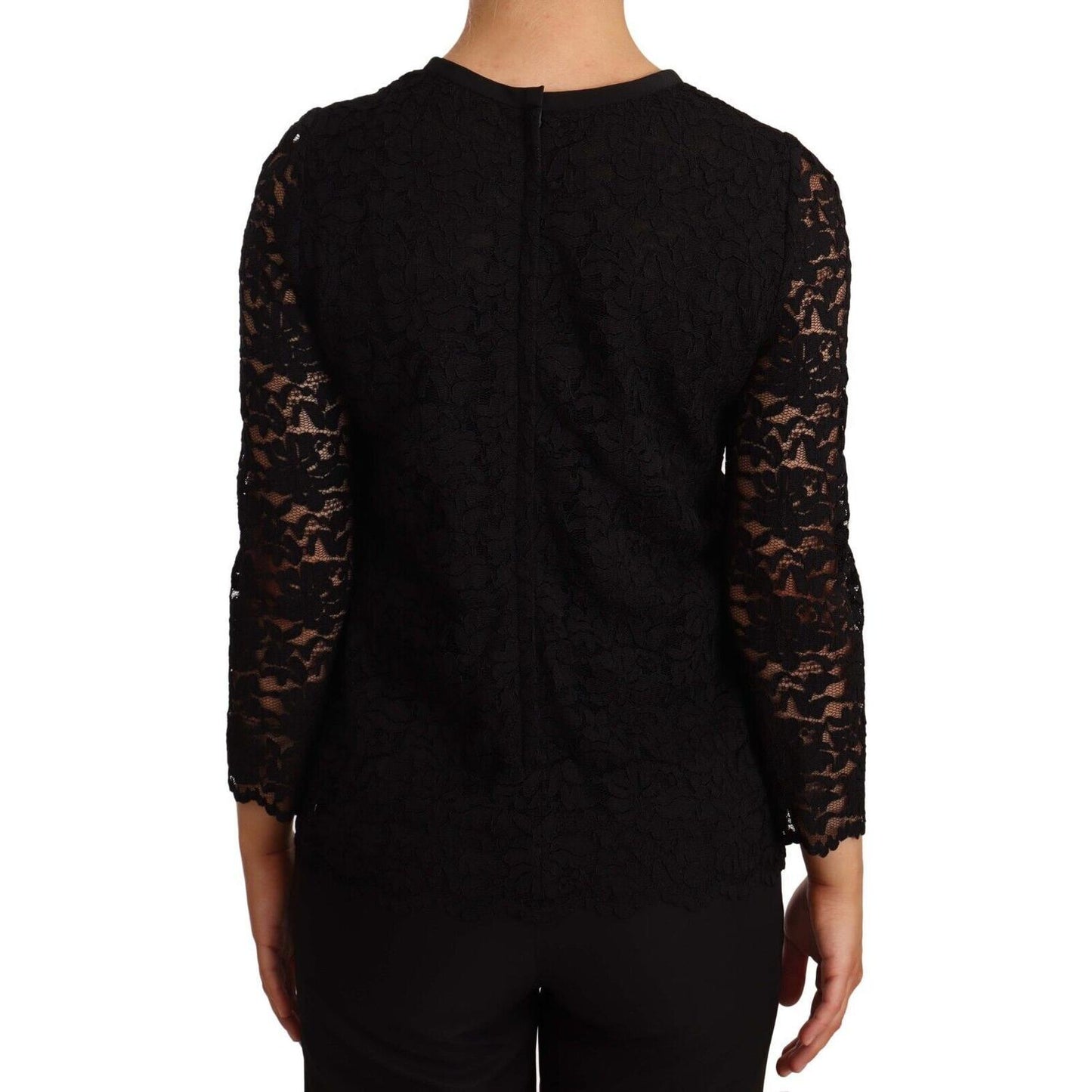 Dolce & Gabbana Black Floral Lace Nylon Blouse Top TSH6868 -36