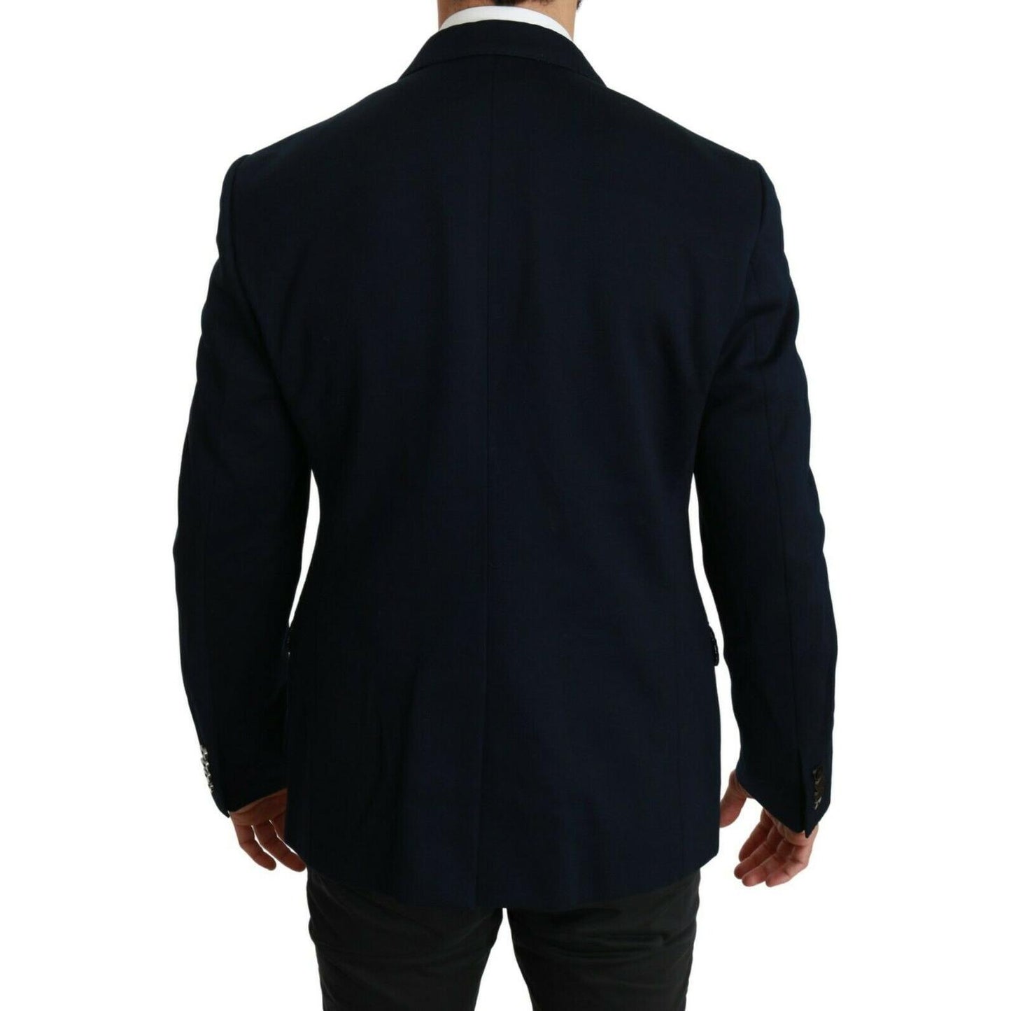Dolce & Gabbana Blue Solid Cotton Silk Stretch Jacket Blazer JKT2553- 52