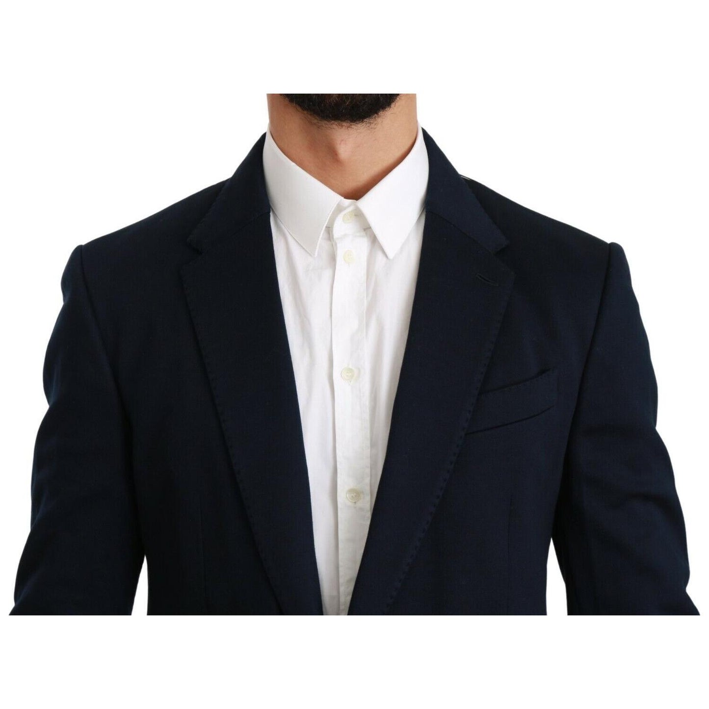 Dolce & Gabbana Blue Solid Cotton Silk Stretch Jacket Blazer JKT2553- 52