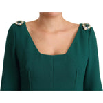 Dolce & Gabbana Green Stretch Crepe Crystal Midi Dress DR28131- 44