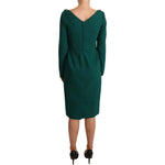 Dolce & Gabbana Green Stretch Crepe Crystal Midi Dress DR28131- 44