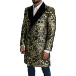 Dolce & Gabbana Black Gold Jacquard Long Coat SICILIA Jacket JKT2723- 46