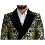 Dolce & Gabbana Black Gold Jacquard Long Coat SICILIA Jacket JKT2723- 46