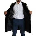 Dolce & Gabbana Black Gold Jacquard Long Coat SICILIA Jacket JKT2723- 46