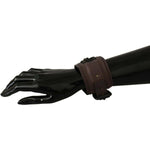 Scervino Street Brown Leather Branded Wide Buckle Closure Bracelet SMY7193