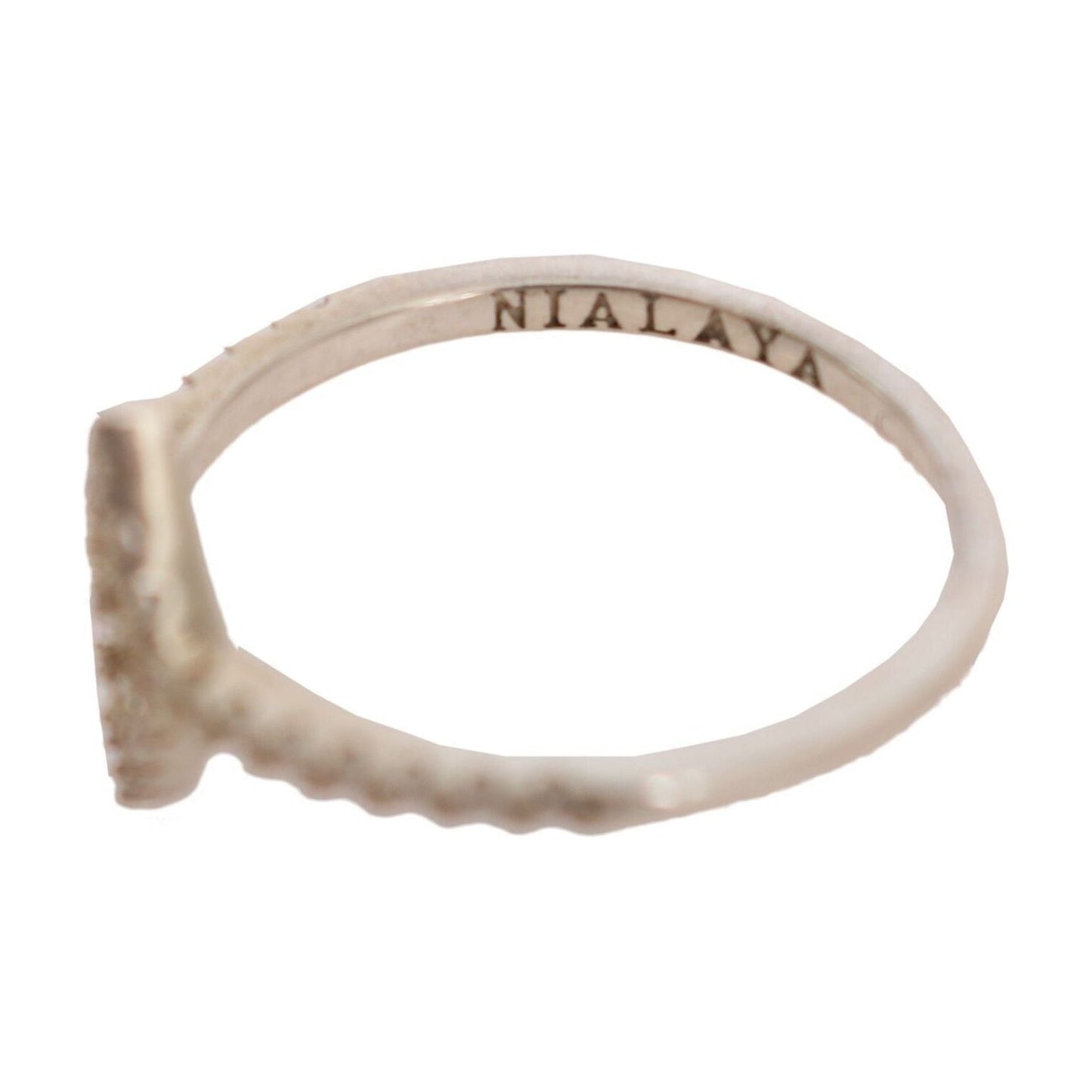 Nialaya Silver Rhombus Womens Clear CZ 925 Silver Ring SMY11062-US6