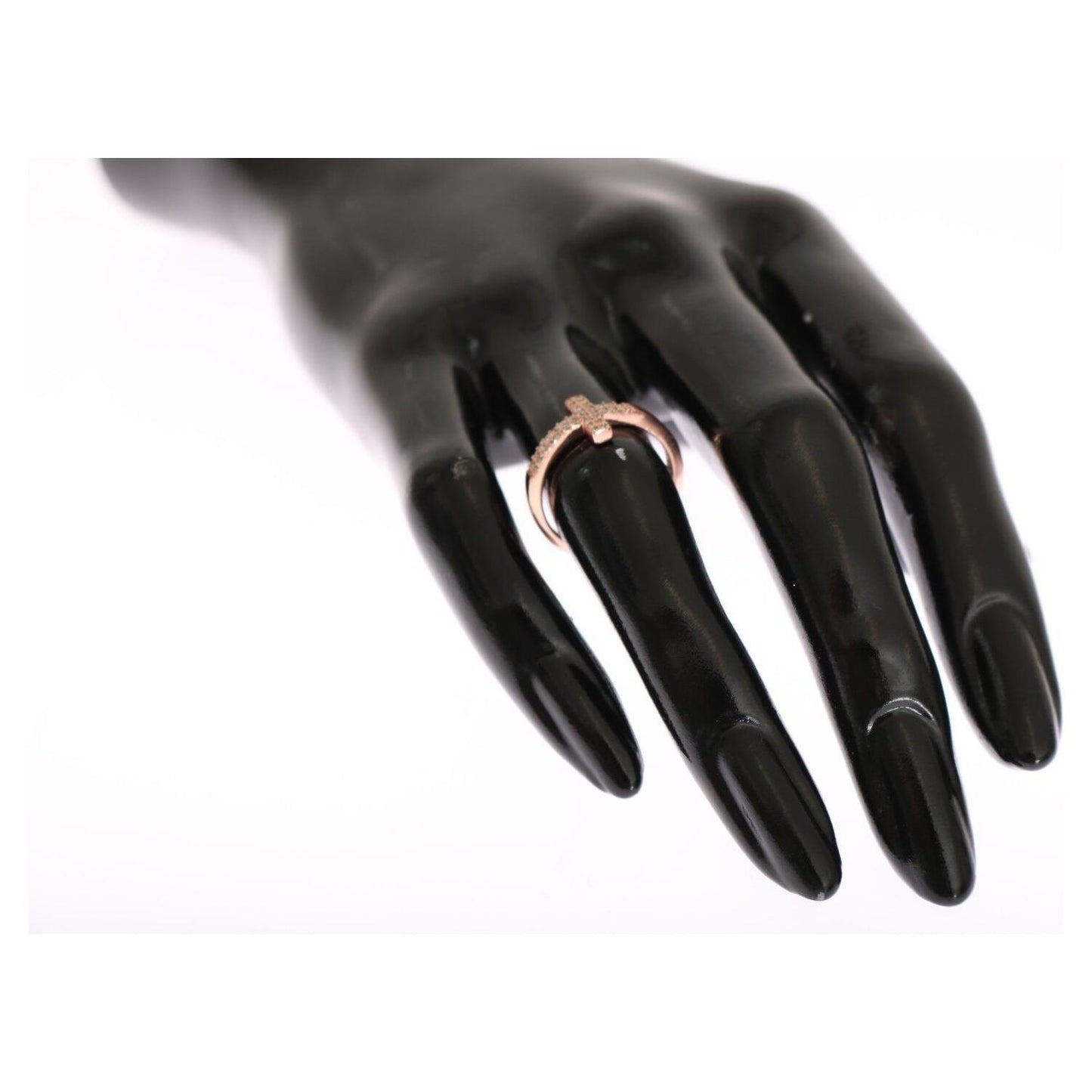 Nialaya Pink Gold 925 Silver Womens Cross CZ Ring SMY11064-5