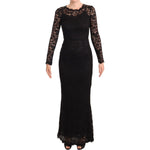 Dolce & Gabbana Black Cotton Lace Mermaid Long Sleeves Dress DR28227-38
