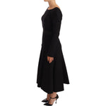 Dolce & Gabbana Black Wool Stretch Sheath Open Back Dress DR28198-38