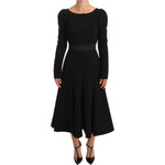 Dolce & Gabbana Black Wool Stretch Sheath Open Back Dress DR28198-38