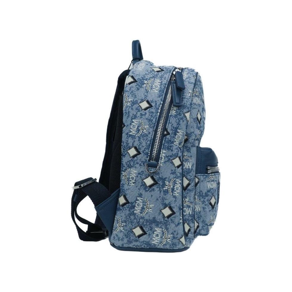MCM Stark Small Blue Vintage Jacquard Monogram Logo Fabric Backpack Bookbag WOMAN BACKPACKS MCM Dim Gray