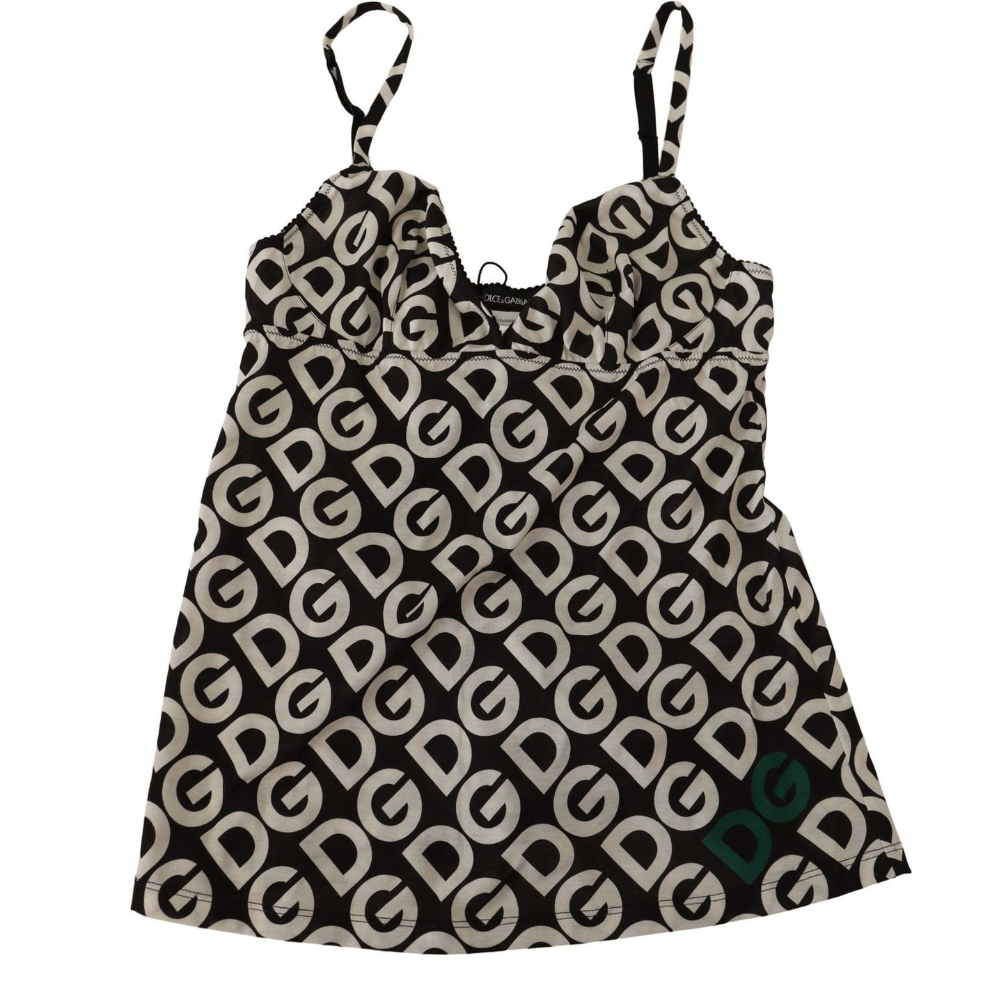 Dolce & Gabbana Black White Logo Print Camisole Top Underwear BIK1524-1