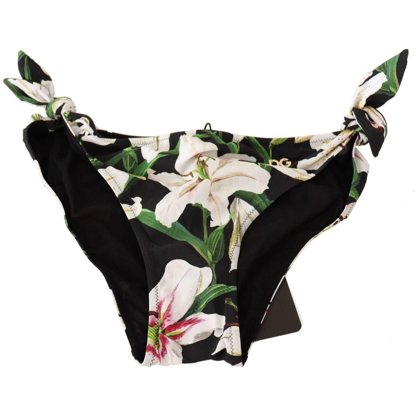 Dolce & Gabbana Bikini Bottom Black Lily Print Swimsuit Swimwear BIK1542 -IT5