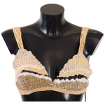 Dolce & Gabbana Beige Straw Raffia Woven Crochet Cover Up Top BIK1456-42
