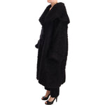 Dolce & Gabbana Black Mohair Fur Cape Trench Coat Jacket JKT3007-40