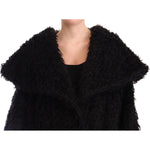Dolce & Gabbana Black Mohair Fur Cape Trench Coat Jacket JKT3007-40
