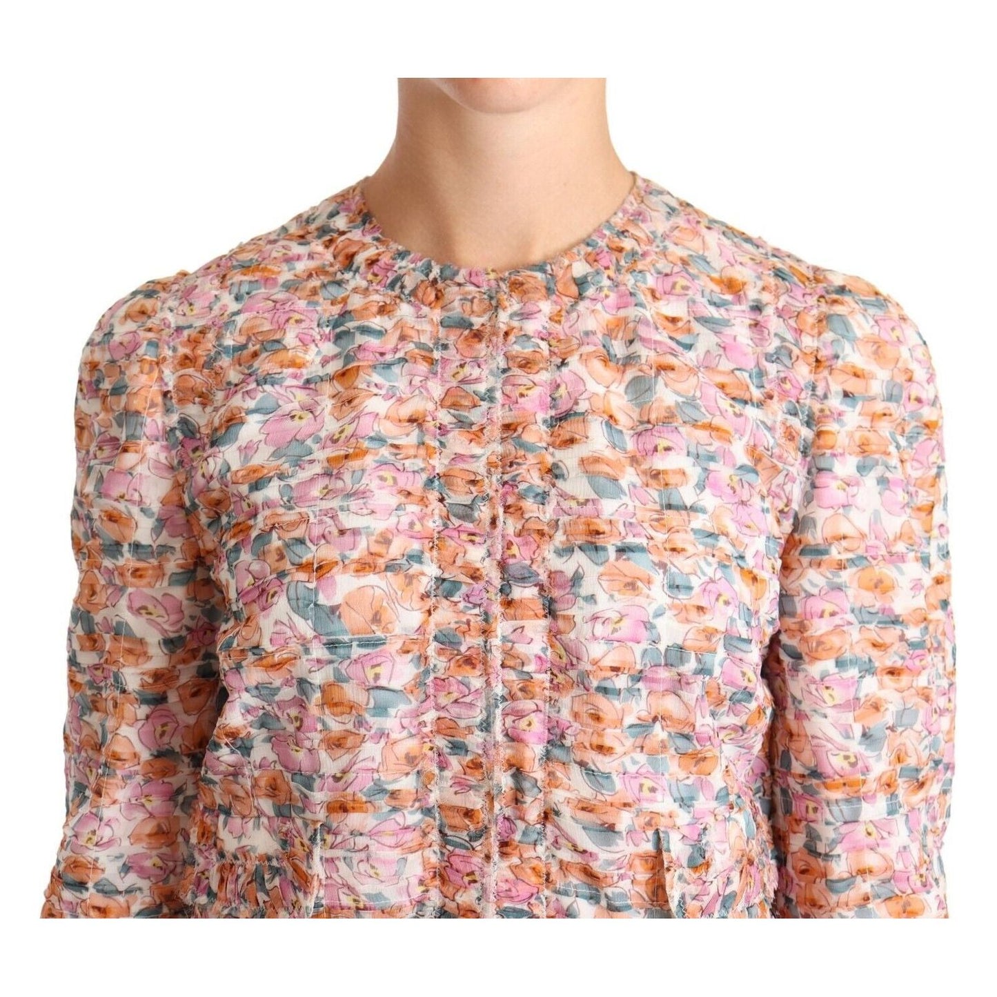 Dolce & Gabbana Multicolor Floral Print Silk Trench Coat Jacket JKT3042-40