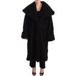 Dolce & Gabbana Black Polyester Fur Trench Coat Jacket JKT3044-36
