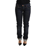 Acht Dark Blue Cotton Slim Fit Folded Hem Women Denim Trouser Jeans PAN71795-26