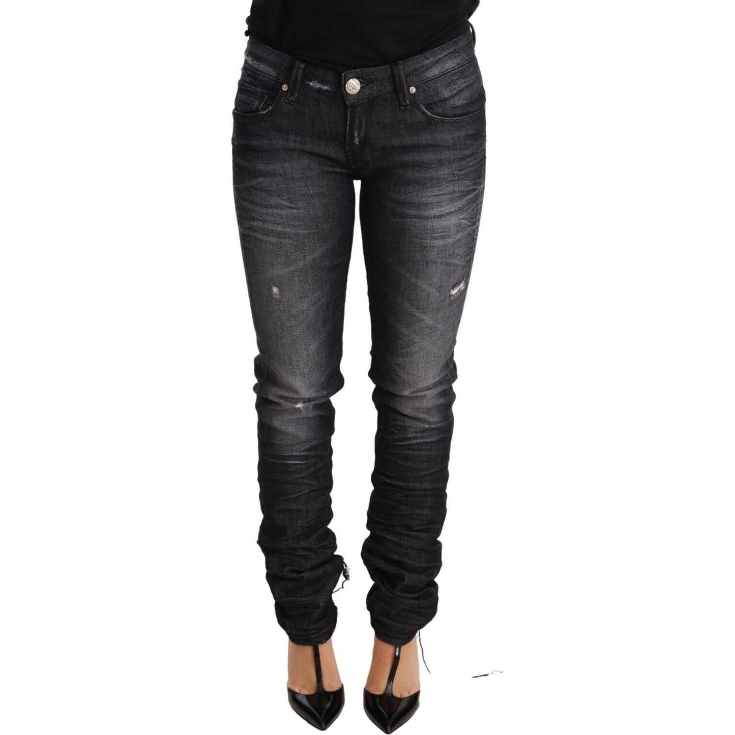 Acht Black Washed Cotton Low Waist Skinny Denim Trouser Jeans PAN71798-26