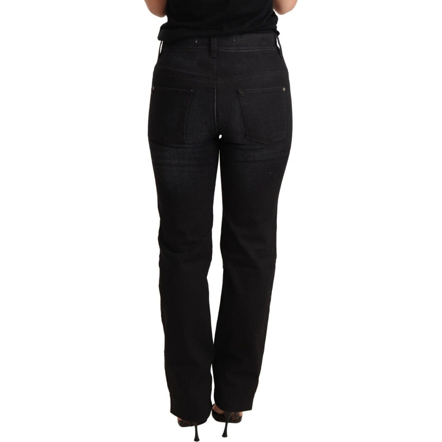 Ermanno Scervino Black Washed Straight Denim Trouser Cotton Jeans PAN72190-26