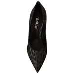 Sofia Black Leopard Leather Stiletto High Heels Pumps Shoes LA9379 - 39