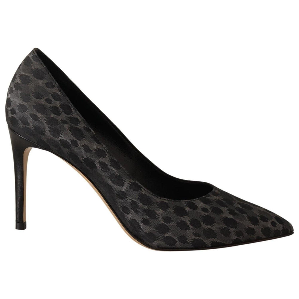 Sofia Black Leopard Leather Stiletto High Heels Pumps Shoes LA9379 - 39
