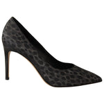 Sofia Black Leopard Leather Stiletto High Heels Pumps Shoes LA9379 - 39