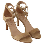 Maria Christina Beige Suede Leather Ankle Strap Pumps Shoes LA9376 - 35