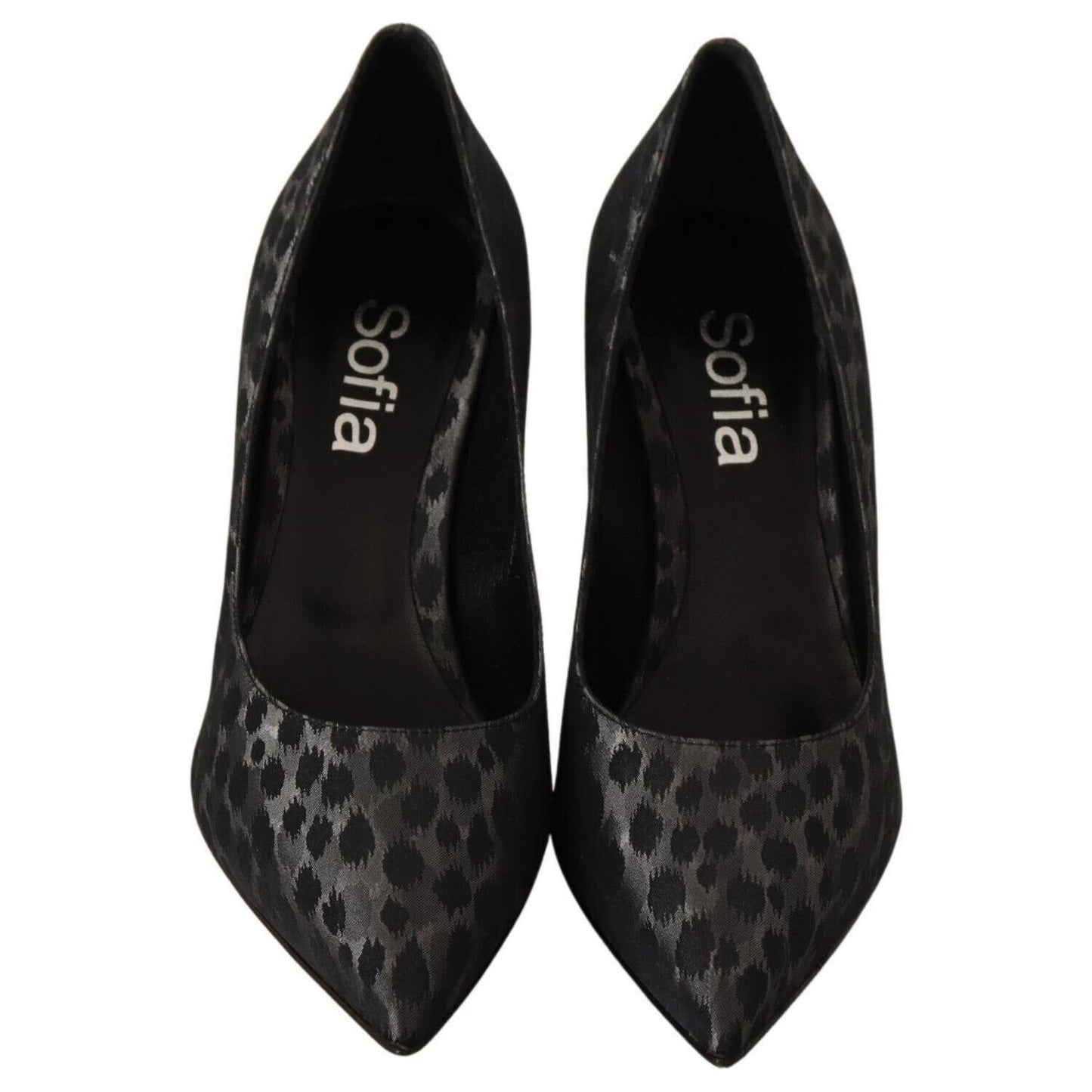 Sofia Black Leopard Leather Stiletto High Heels Pumps Shoes LA9379 - 39