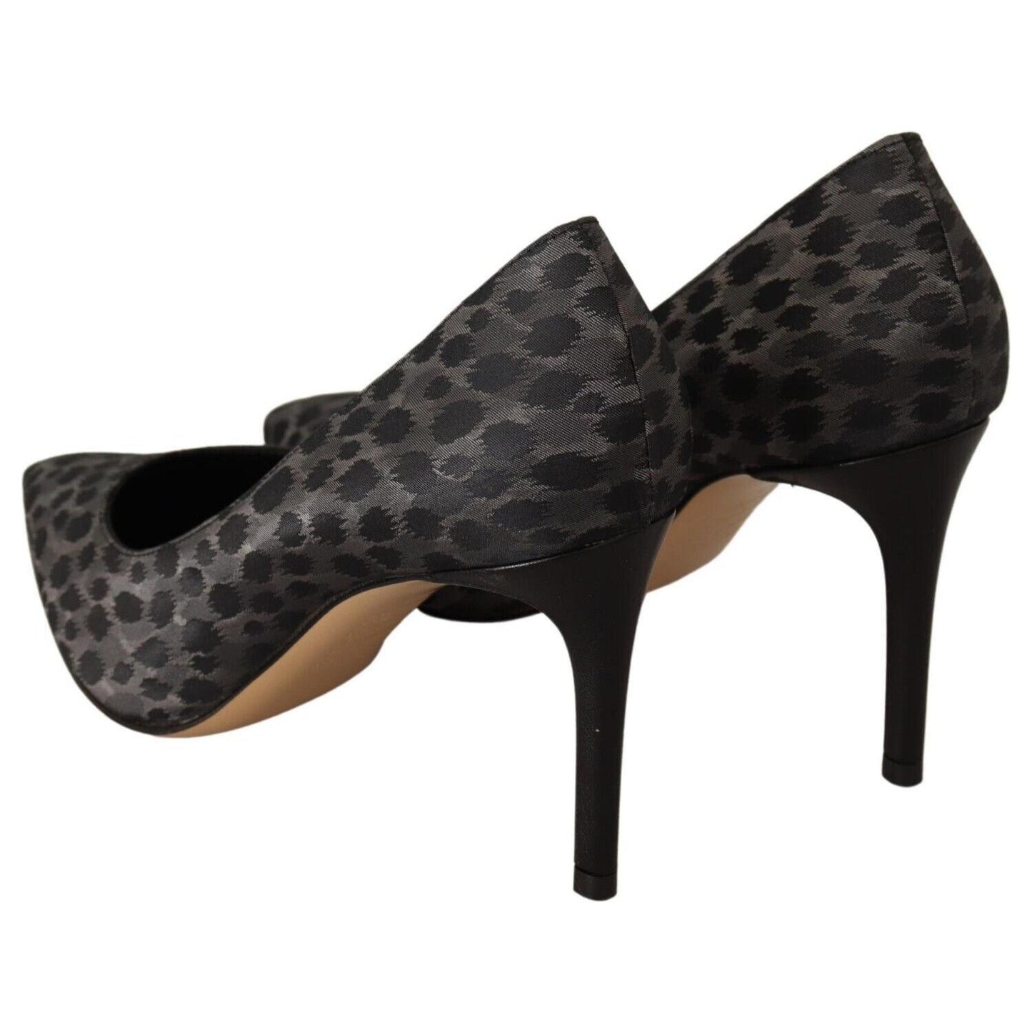 Sofia Black Leopard Leather Stiletto High Heels Pumps Shoes LA9379 - 39