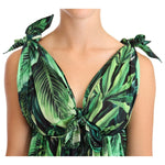 Dolce & Gabbana Green Leaves Print Cotton Flared Mini Dress DR28286-38