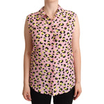 Love Moschino Pink Leopard Print Sleeveless Collared Polo Top TSH7068 - 46