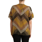 Twinset Multicolor Stripes Short Sleeves Round Neck Top Blouse TSH7346 - 42